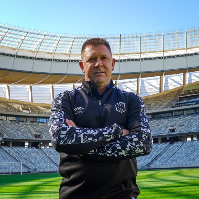 Eric Tinkler standing in an empty Cape Town Stadium