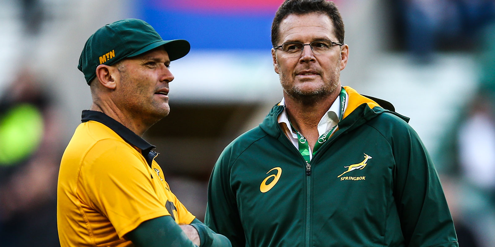 Springbok coach Jacques Nienaber & SA Rugby Director of Rugby Rassie Erasmus