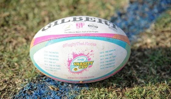 FNB Varsity Cup Gilbert rugby ball on field