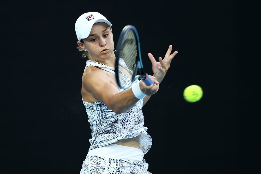 Ash Barty in action at Australian Open 2022