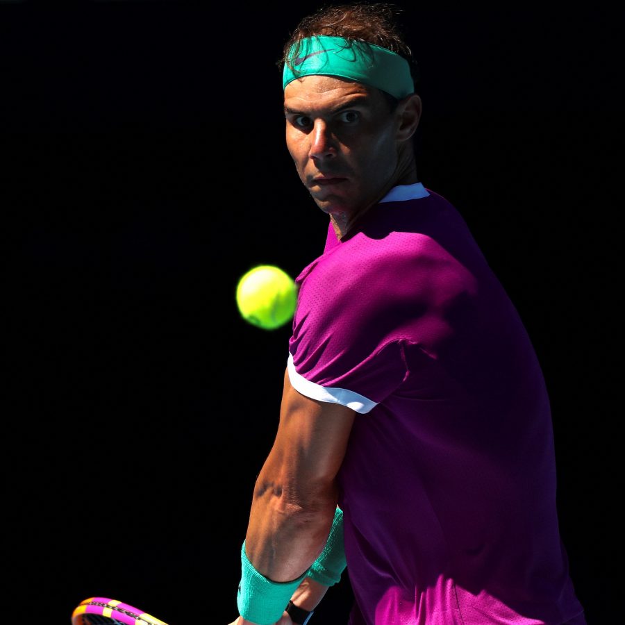 Rafael Nadal in action at Australian Open 2022