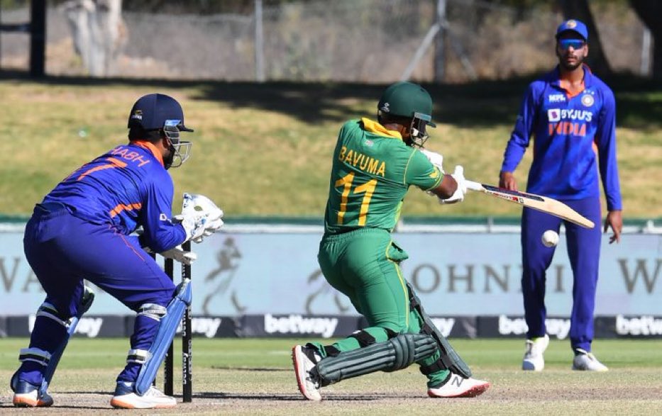 Temba Bavuma plays a shot. Proteas vs India at Boland Park.