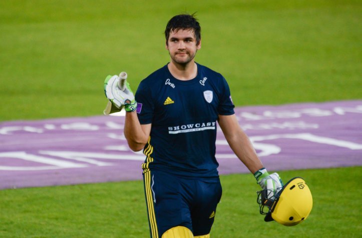 Rilee Rossouw making his way off the park after being dismissed in a match for Somerset