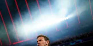 Former Bayern Munich Manager, Julian Nagelsmann keeping a close eye on play.