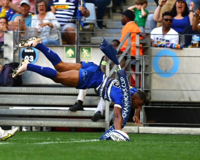 Damian Willemse rounds off a brilliant try in the corner in the Stormers round of 16 Champion Cup win over the Harlequins