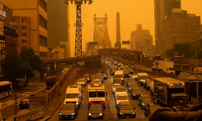 New York hues orange with bad air quality