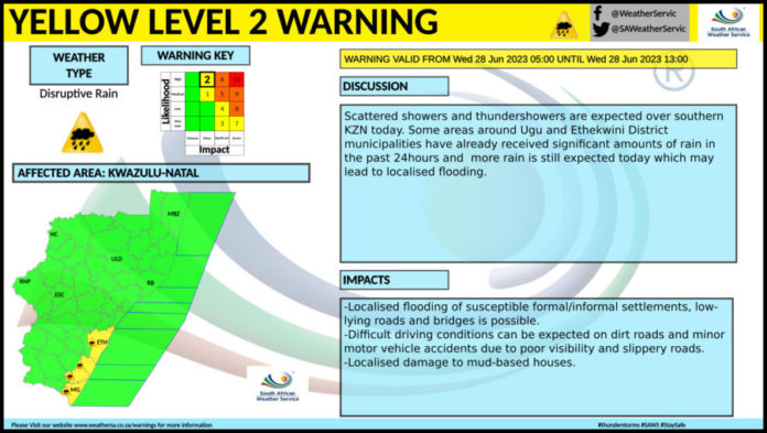 yellow level two storm warning