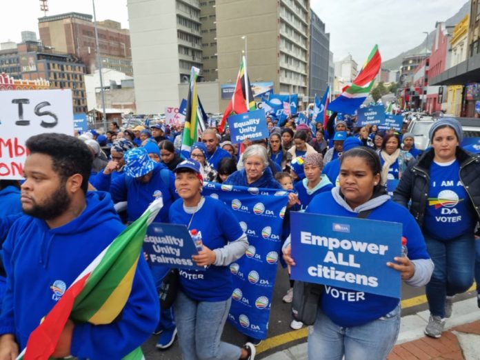 DA marches to parliament over Race Quotas