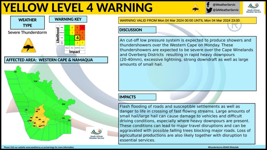 thunderstorms and heavy rainfall advised