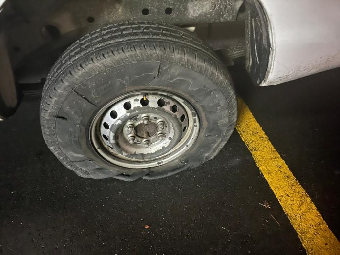 slashed tyre