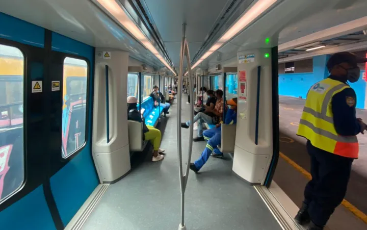 security officials inside the blue train