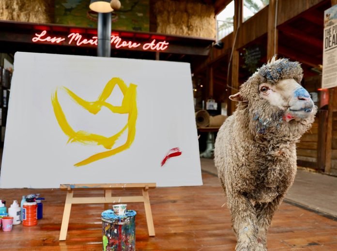 baanksy sheep who can paint
