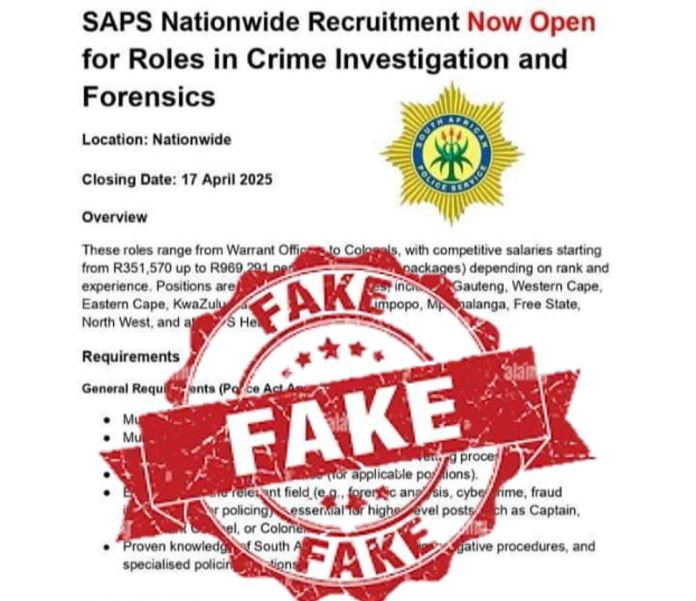 saps fake police post