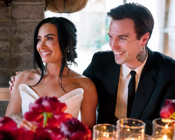 look: demi lovato wedding