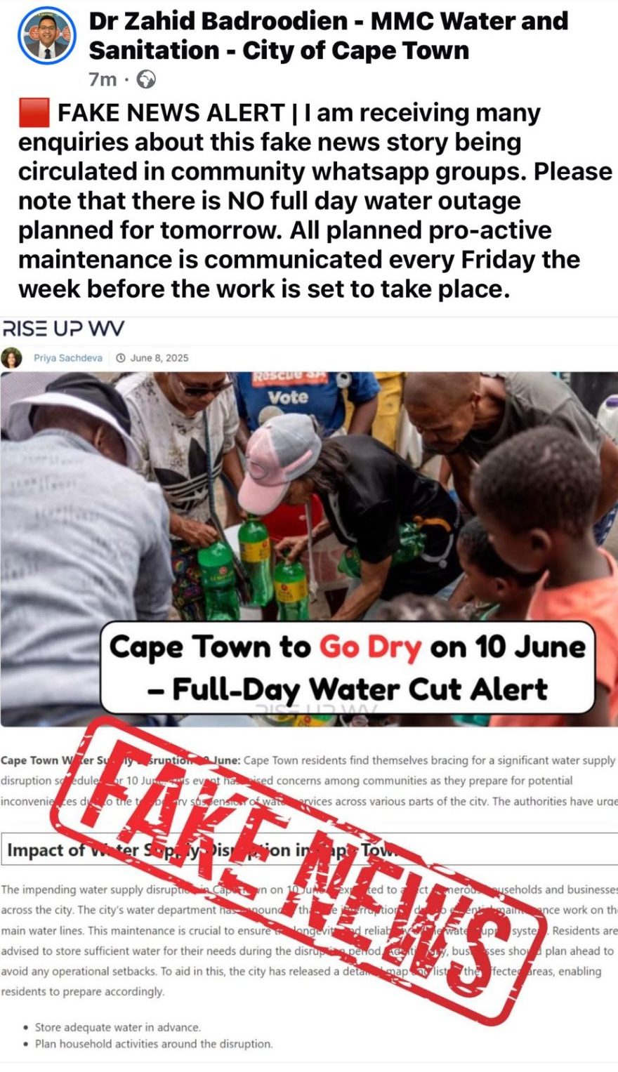 cape town city wide water shut down