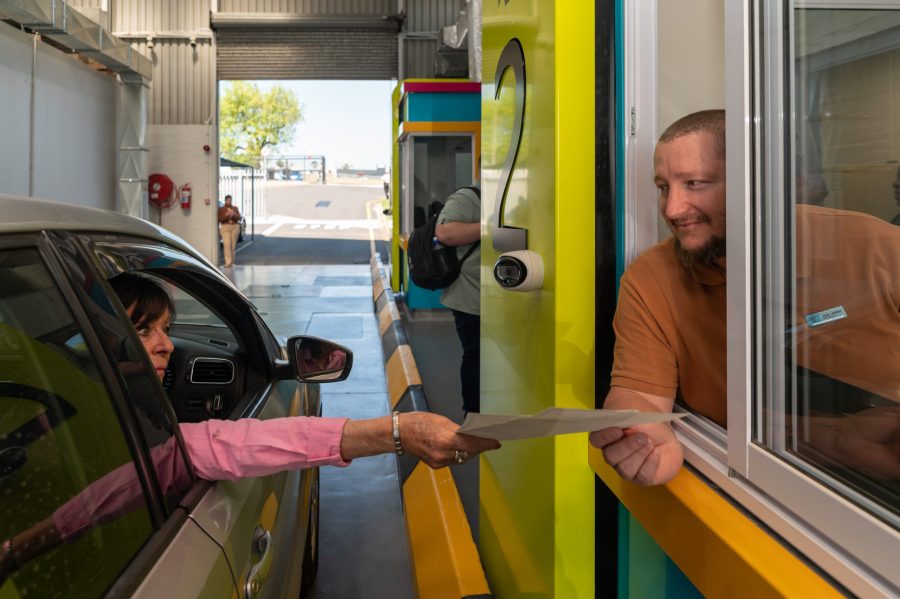 the first City drive through vehicle license renewal center