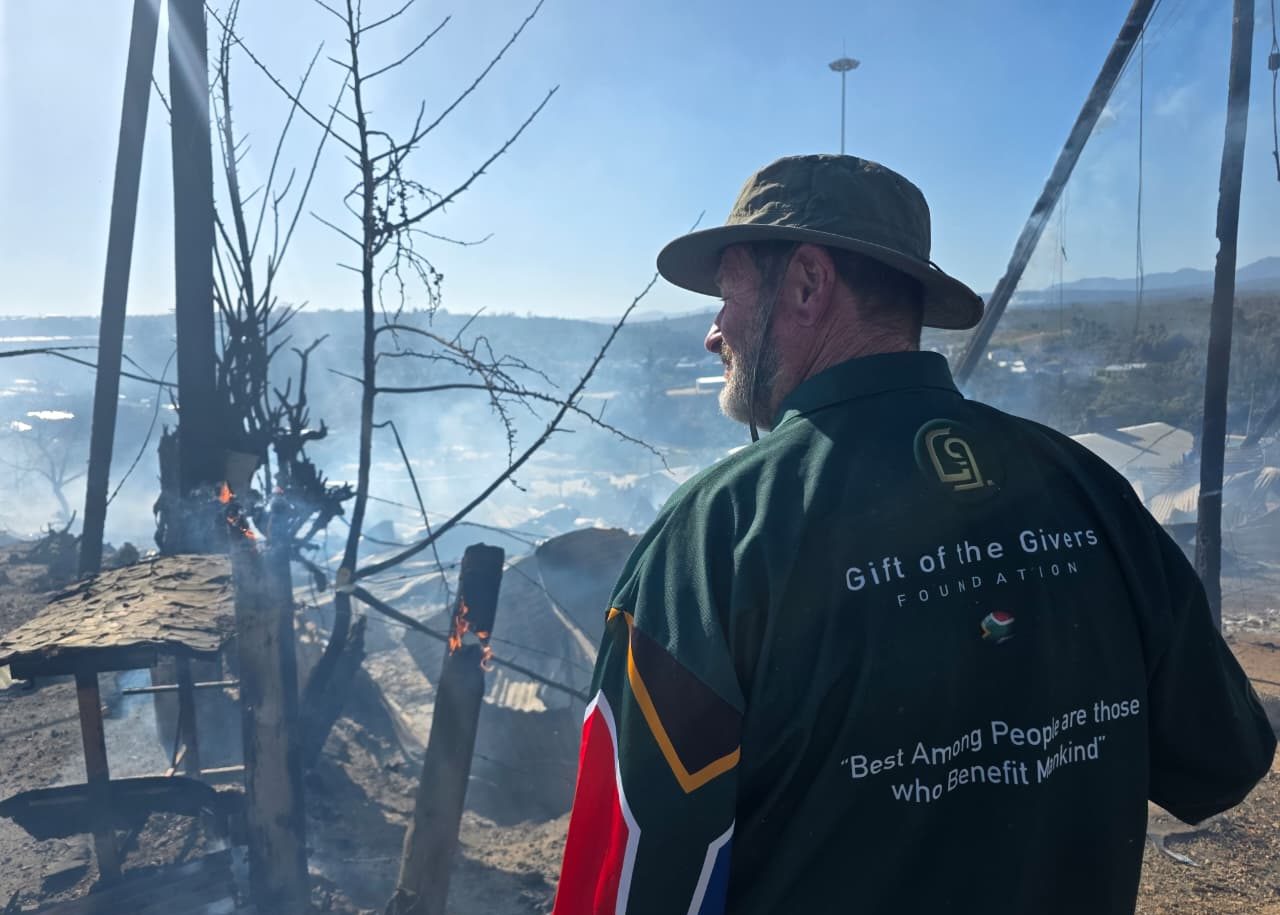 A fire destroyed shacks