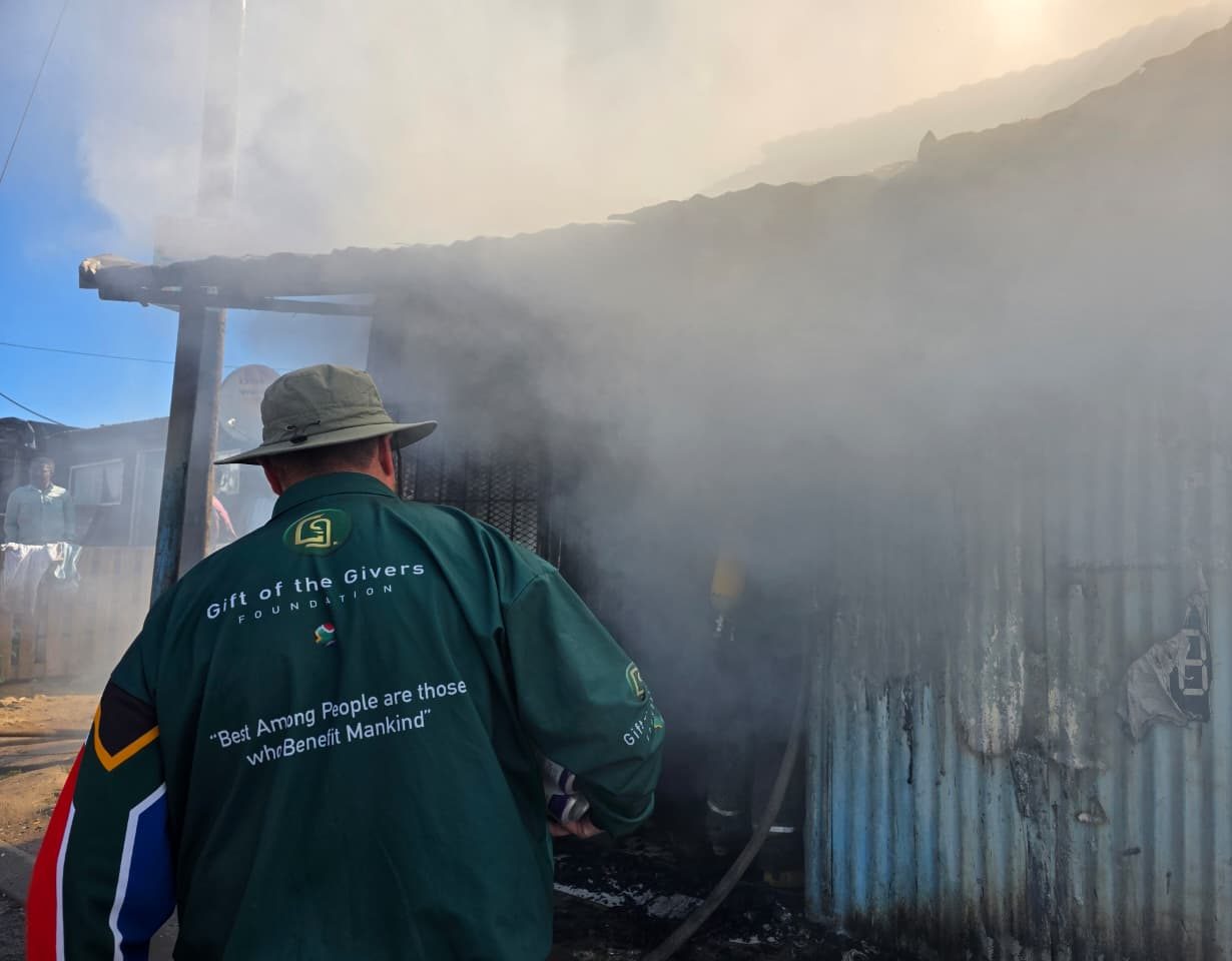 A fire destroyed shacks