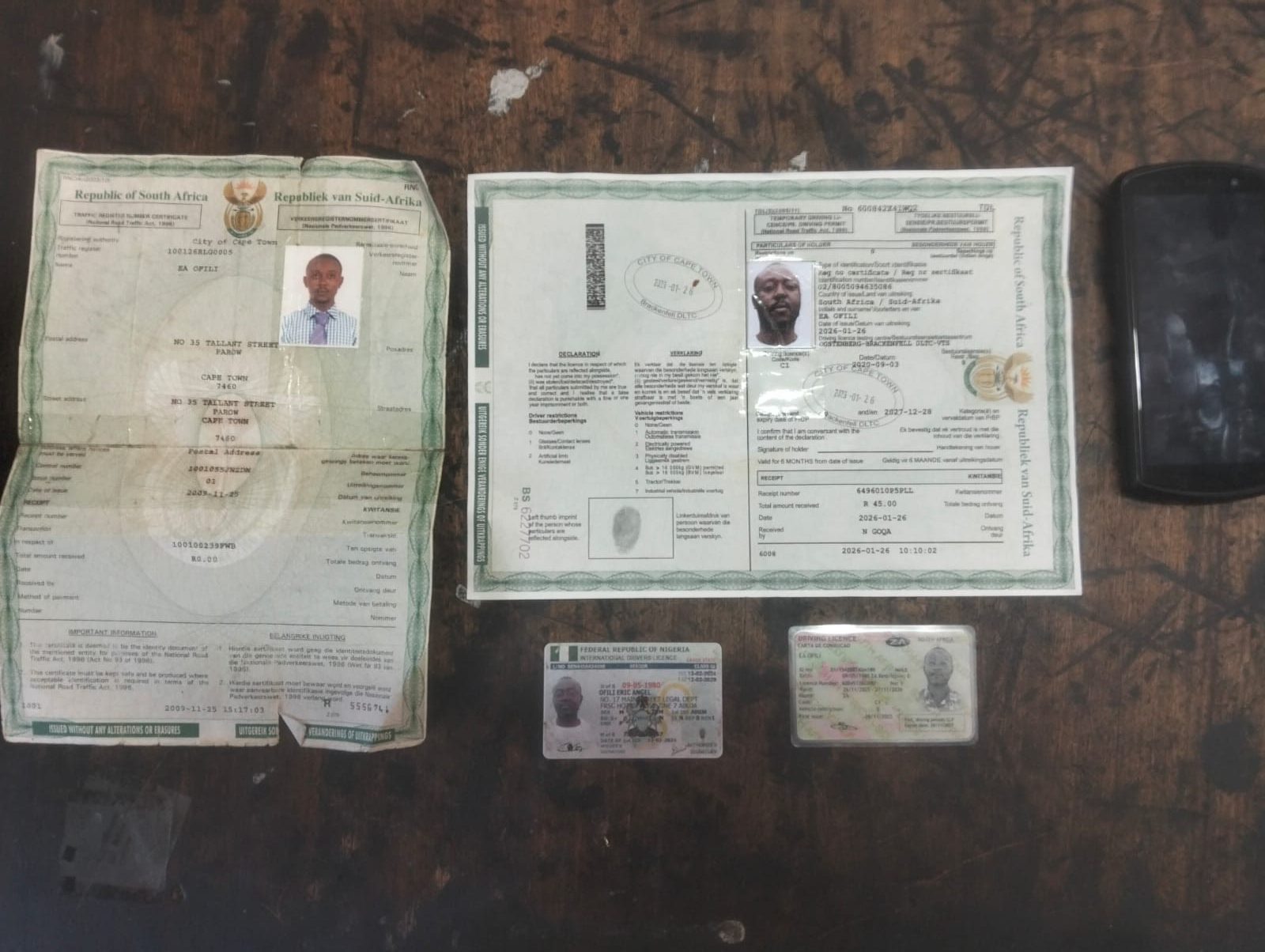 Parow fraudulent license