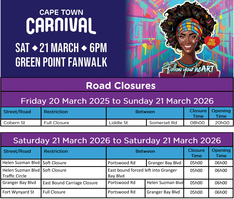 road closures and myciti interruptions