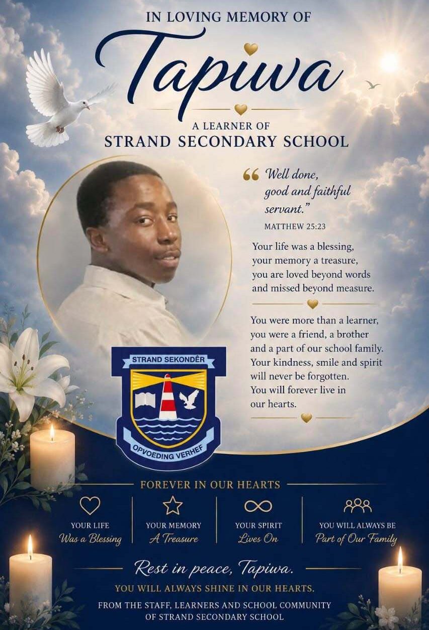 A Grade-11-learner has died at a school in Strand