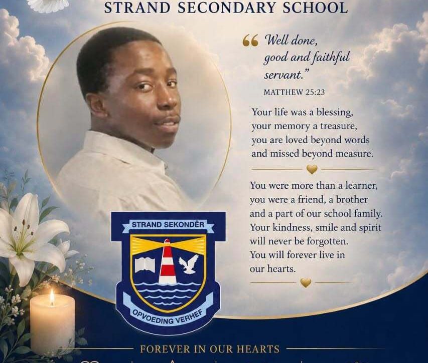 A Grade-11-learner has died at a school in Strand